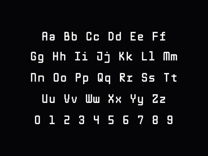 Pixel mono font alphabet