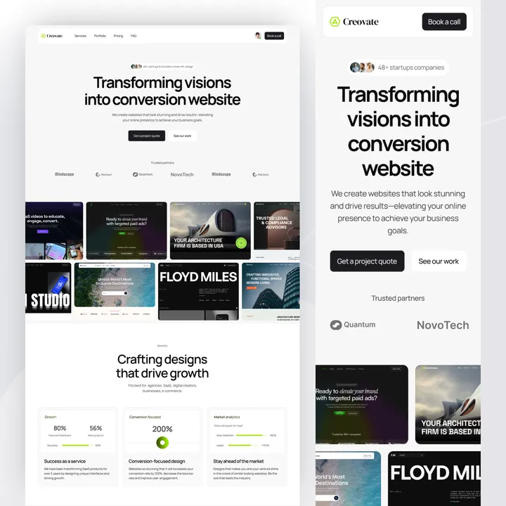 Creovate – the perfect Webflow design