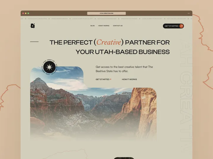 Utah Creative - Hero section of landing page