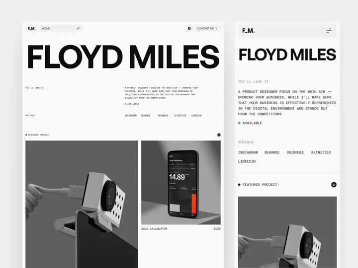 Floyd Miles Designer Portfolio Template Light