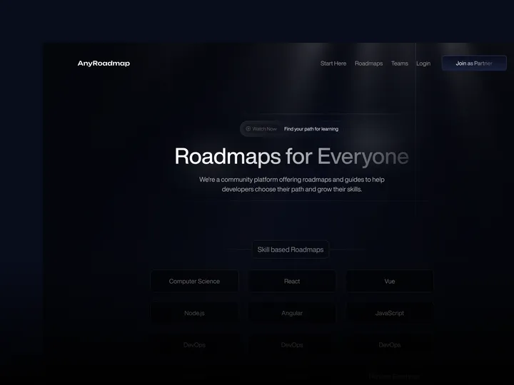 AnyRoadmap - Hero design