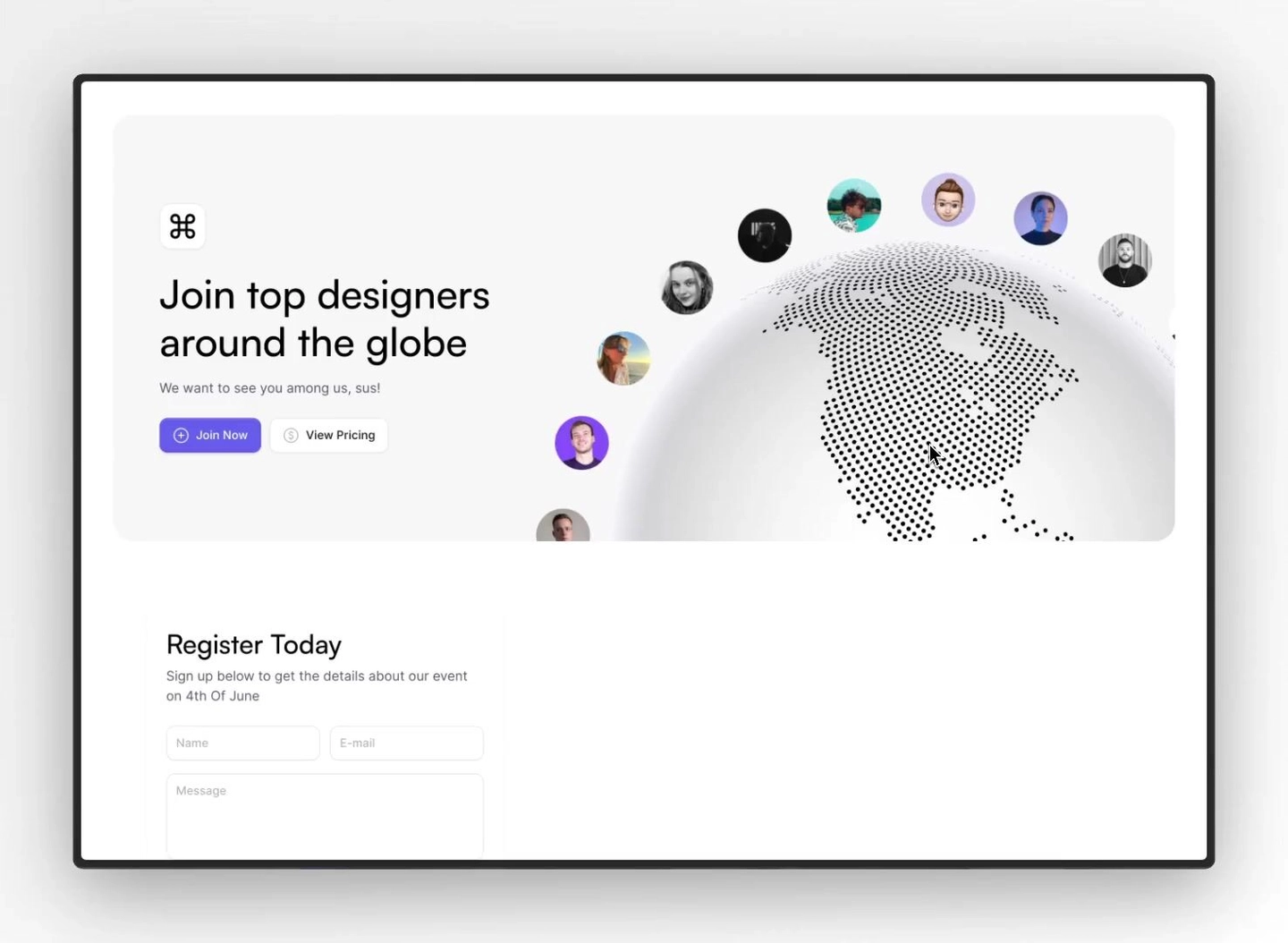 Landing page section: Top Designers