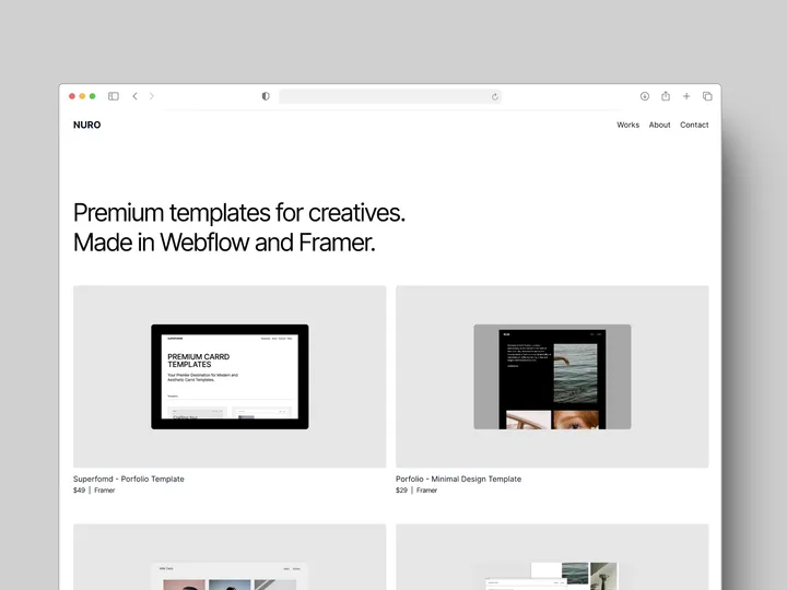Nuro - Free Framer Minimal Portfolio Template