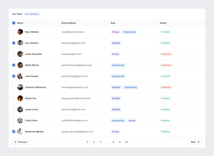 Simple Table UI