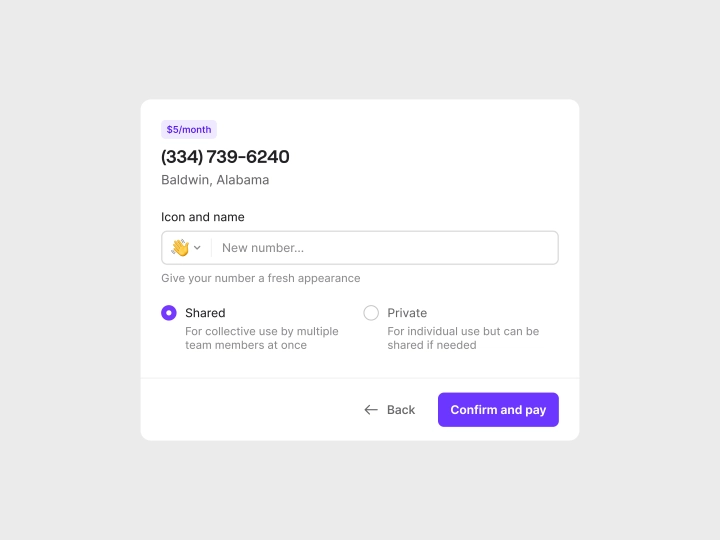 New phone number purchase